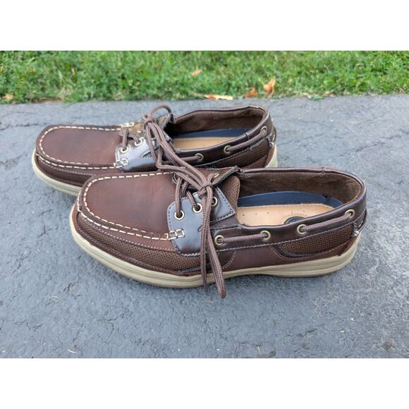 Croft & Barrow Mens Leather Boat Shoes 11 Bronco Brown Loafers Core Technology - Picture 1 of 5